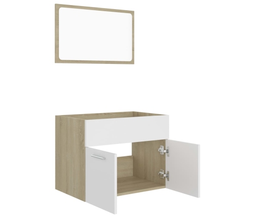 Set de muebles baño 2 pzas madera contrachapada blanco y roble