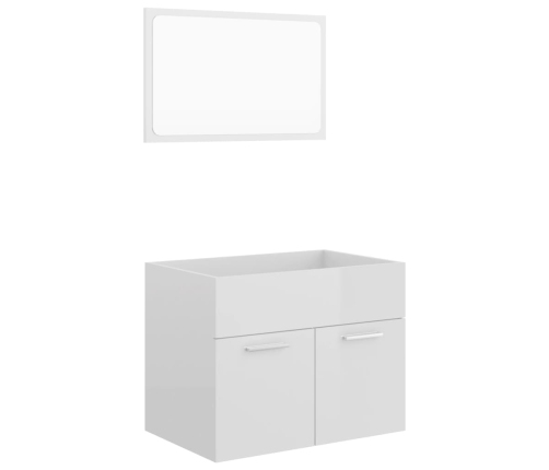 Set muebles de baño 2 piezas madera contrachapada blanco brillo