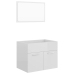 Set muebles de baño 2 piezas madera contrachapada blanco brillo