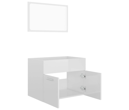 Set muebles de baño 2 piezas madera contrachapada blanco brillo