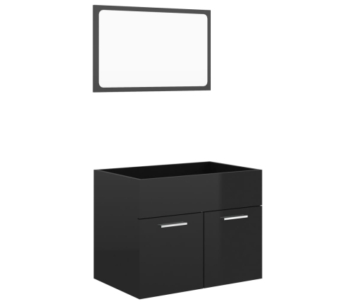 Set muebles de baño 2 piezas madera de ingeniería negro brillo