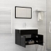 Set muebles de baño 2 piezas madera de ingeniería negro brillo