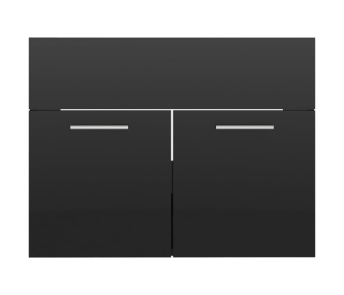 Set muebles de baño 2 piezas madera de ingeniería negro brillo