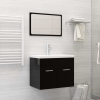 Set muebles de baño 2 piezas madera de ingeniería negro brillo