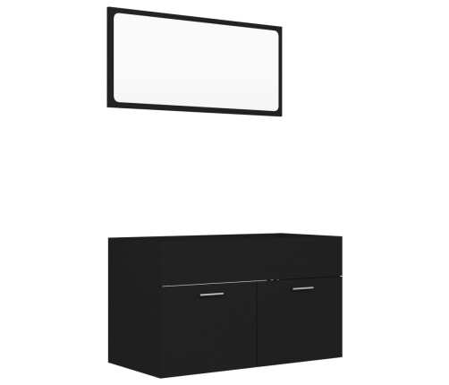 Conjunto de muebles de baño 2 piezas madera contrachapada negro