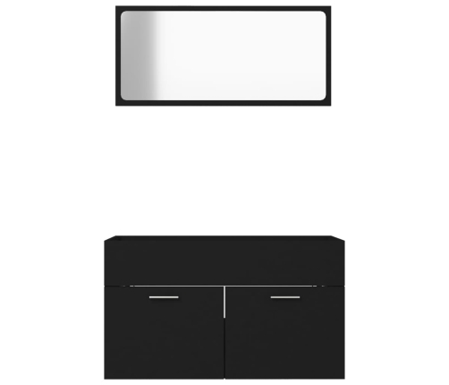 Conjunto de muebles de baño 2 piezas madera contrachapada negro