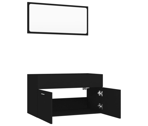 Conjunto de muebles de baño 2 piezas madera contrachapada negro