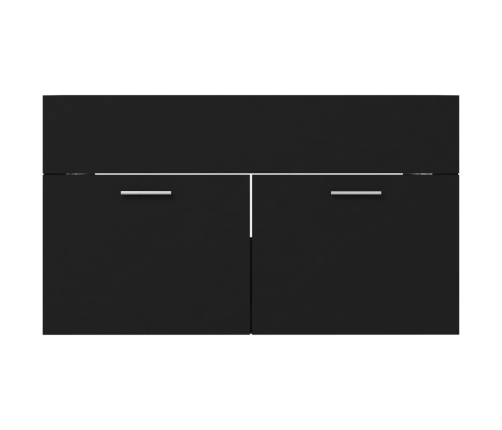 Conjunto de muebles de baño 2 piezas madera contrachapada negro