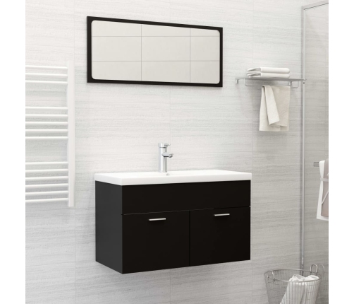 Conjunto de muebles de baño 2 piezas madera contrachapada negro