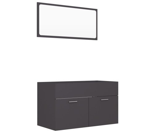 Set de muebles de baño 2 piezas madera contrachapada gris