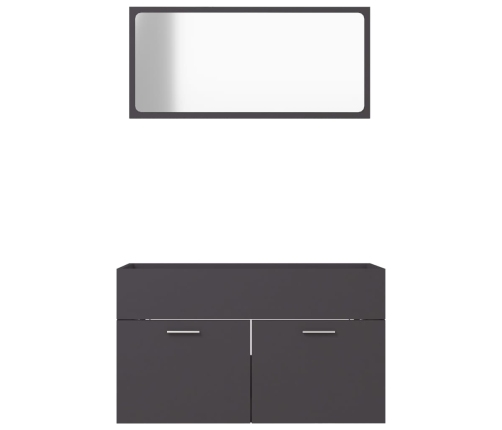 Set de muebles de baño 2 piezas madera contrachapada gris