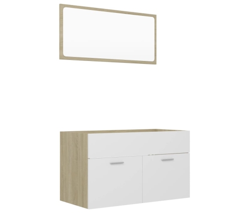 Set de muebles baño 2 pzas madera contrachapada blanco y roble