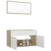 Set de muebles baño 2 pzas madera contrachapada blanco y roble