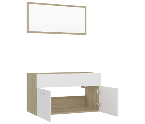 Set de muebles baño 2 pzas madera contrachapada blanco y roble