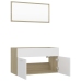 Set de muebles baño 2 pzas madera contrachapada blanco y roble