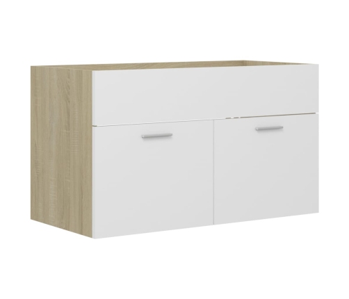 Set de muebles baño 2 pzas madera contrachapada blanco y roble