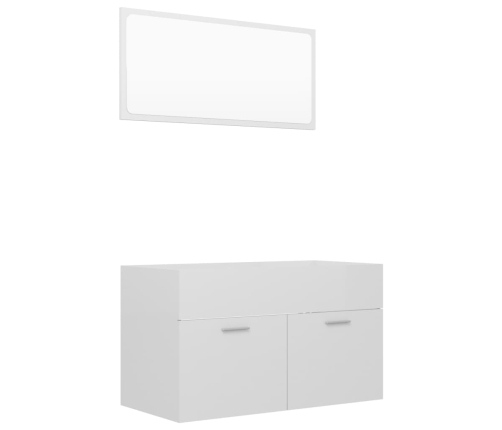 Set muebles de baño 2 pzas madera contrachapada blanco brillo