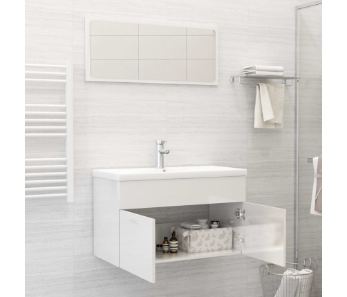 Set muebles de baño 2 pzas madera contrachapada blanco brillo