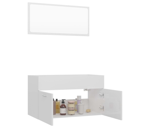 Set muebles de baño 2 pzas madera contrachapada blanco brillo