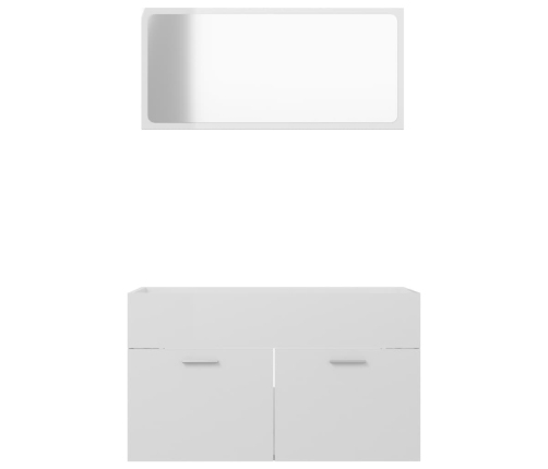 Set muebles de baño 2 pzas madera contrachapada blanco brillo