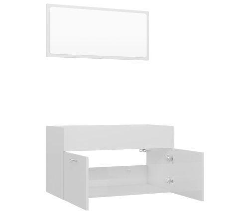 Set muebles de baño 2 pzas madera contrachapada blanco brillo