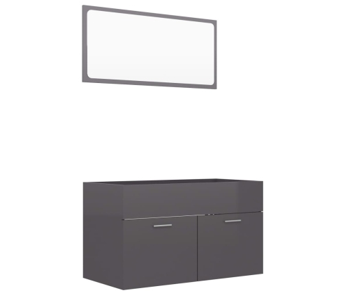 Set muebles de baño 2 piezas madera contrachapada gris brillo