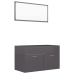 Set muebles de baño 2 piezas madera contrachapada gris brillo