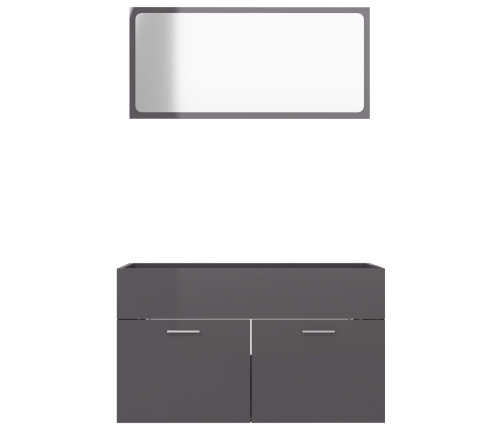 Set muebles de baño 2 piezas madera contrachapada gris brillo