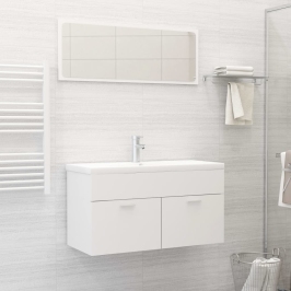 Conjunto de muebles de baño 2 piezas contrachapada blanco