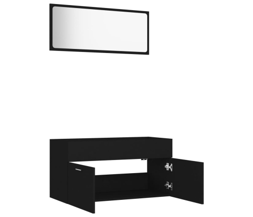 Juego de muebles de baño 2 pzas madera contrachapada negro