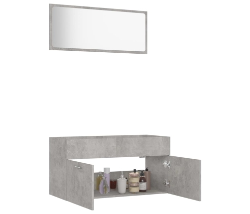 Set muebles de baño 2 piezas madera contrachapada gris hormigón