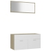 Set de muebles de baño 2 pzas madera contrachapada blanco roble