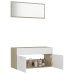 Set de muebles de baño 2 pzas madera contrachapada blanco roble