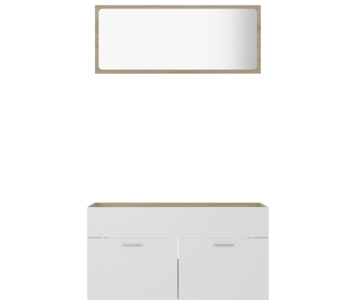 Set de muebles de baño 2 pzas madera contrachapada blanco roble