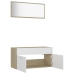 Set de muebles de baño 2 pzas madera contrachapada blanco roble