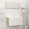 Set de muebles de baño 2 pzas madera contrachapada blanco roble