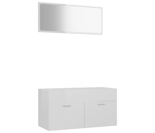 Set muebles de baño 2 piezas madera contrachapada blanco brillo