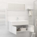 Set muebles de baño 2 piezas madera contrachapada blanco brillo