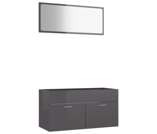 Set muebles de baño 2 piezas madera contrachapada gris brillo