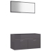 Set muebles de baño 2 piezas madera contrachapada gris brillo