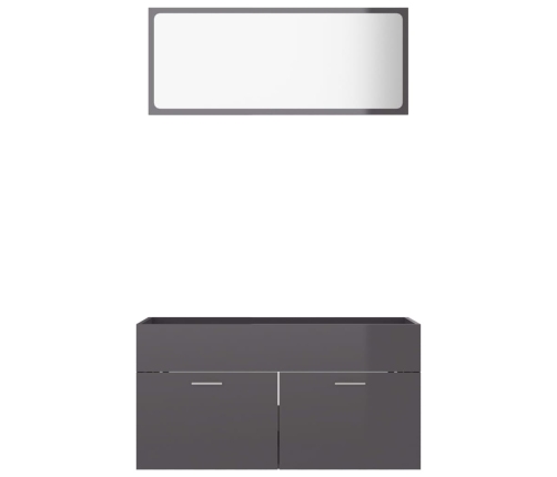 Set muebles de baño 2 piezas madera contrachapada gris brillo