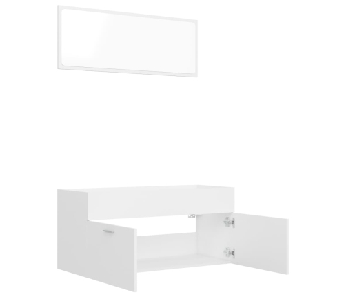 Juego de muebles de baño 2 pzas madera contrachapada blanco