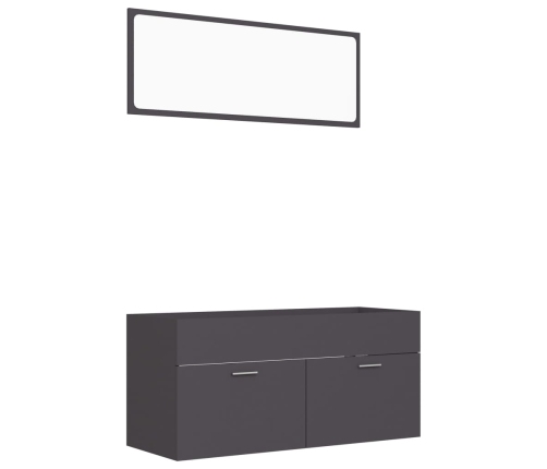 Set de muebles de baño 2 piezas madera contrachapada gris