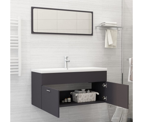 Set de muebles de baño 2 piezas madera contrachapada gris