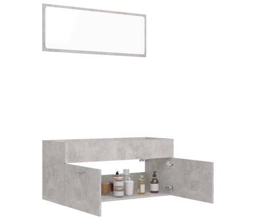 Set muebles de baño 2 piezas madera contrachapada gris hormigón