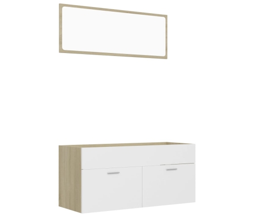 Set de muebles de baño 2 pzas madera contrachapada blanco roble