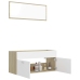 Set de muebles de baño 2 pzas madera contrachapada blanco roble