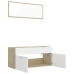 Set de muebles de baño 2 pzas madera contrachapada blanco roble