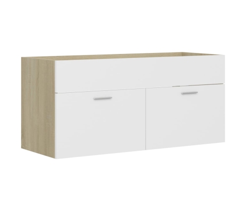 Set de muebles de baño 2 pzas madera contrachapada blanco roble