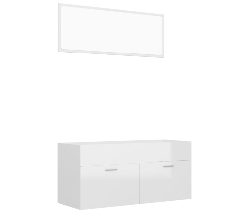 Set muebles de baño 2 piezas madera contrachapada blanco brillo